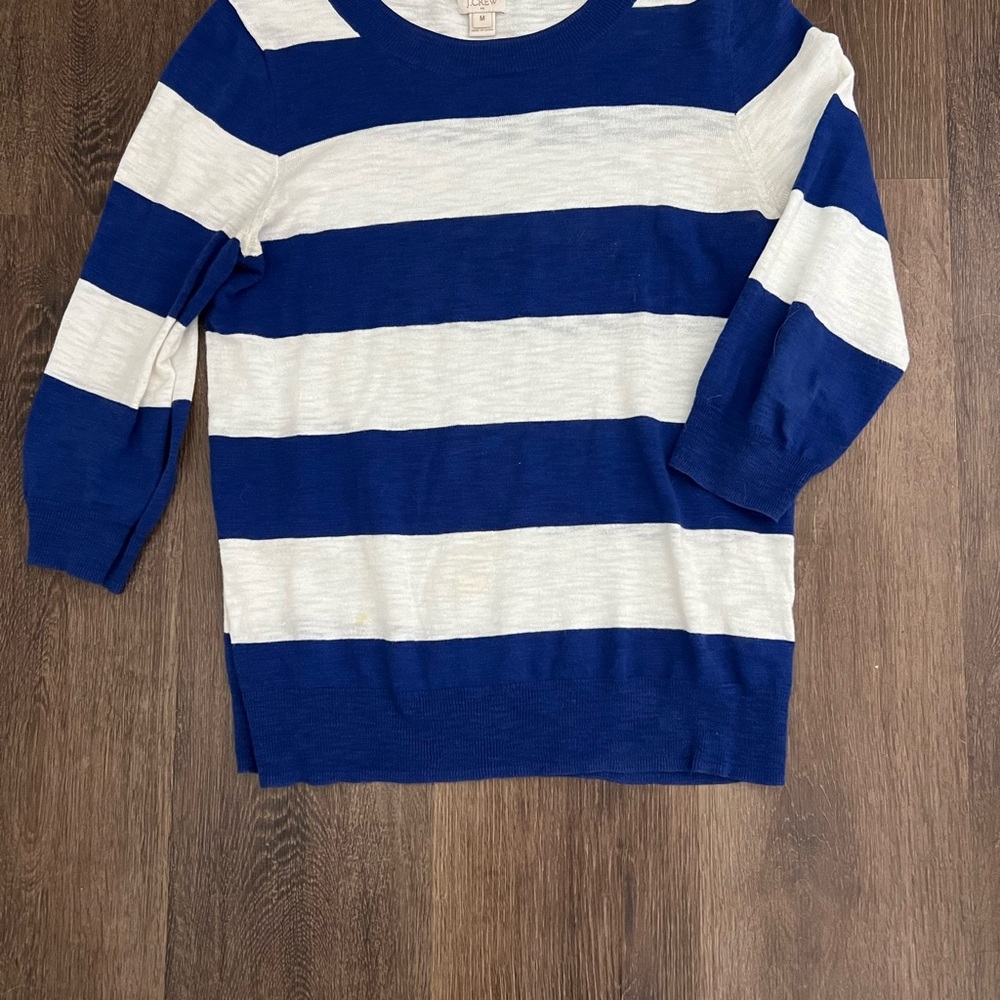 J. Crew Navy and White Knit Top